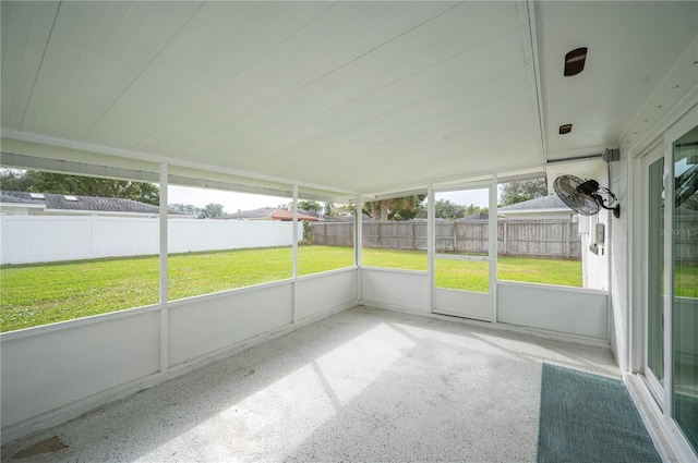 view of unfurnished sunroom