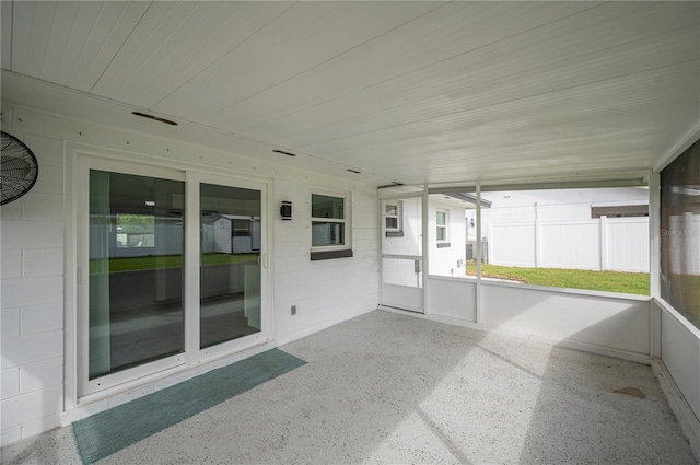 view of unfurnished sunroom