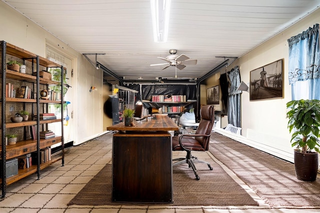 office area featuring ceiling fan