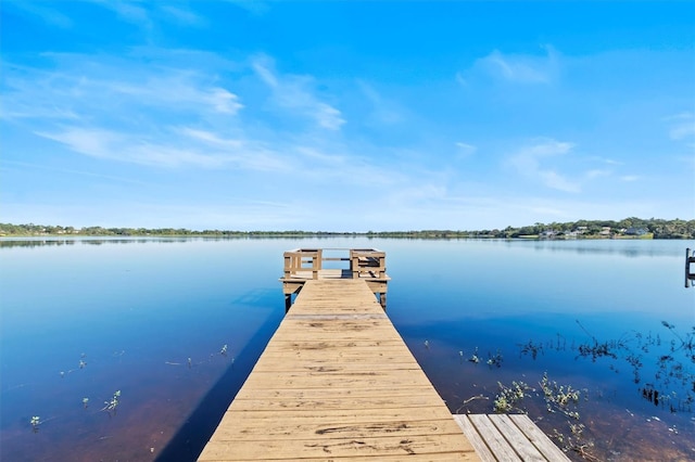 view of dock featuring a water view