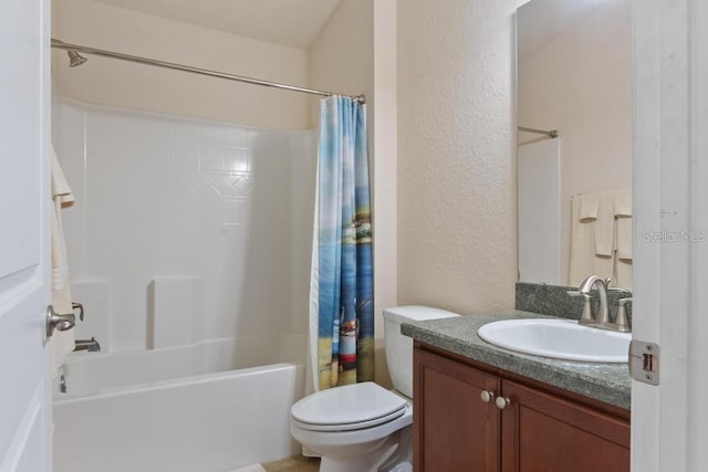 full bathroom featuring vanity, toilet, and shower / bath combo with shower curtain