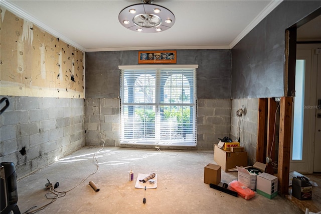 interior space featuring ornamental molding