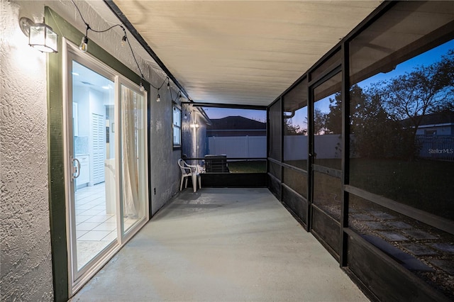 view of unfurnished sunroom