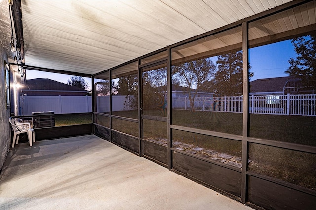 view of unfurnished sunroom