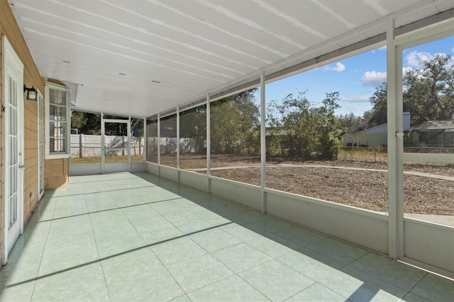 view of unfurnished sunroom