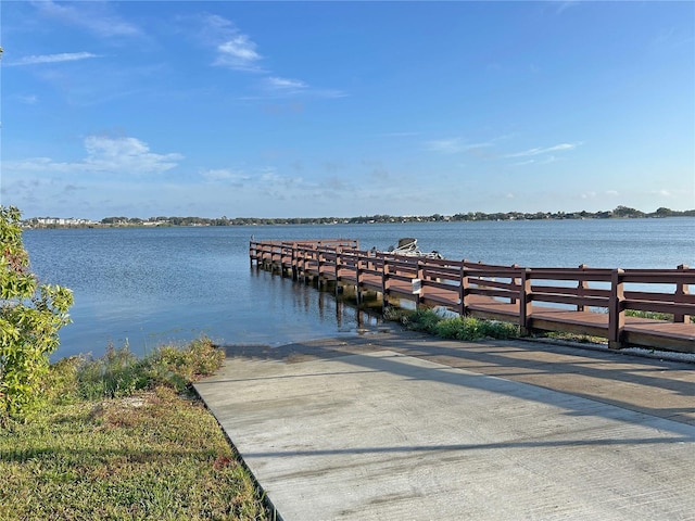 view of dock featuring a water view