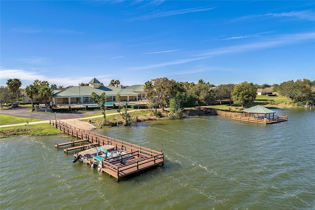 dock area featuring a water view