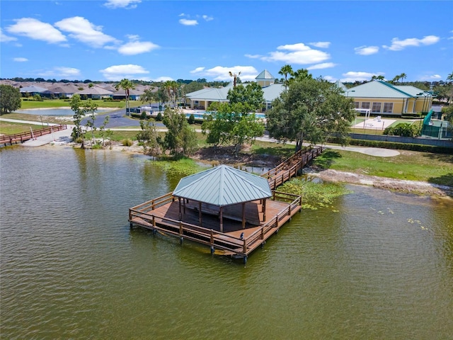 view of dock featuring a water view