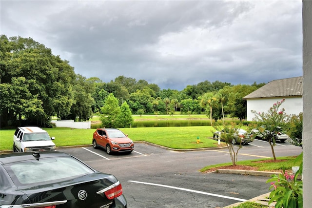 view of car parking with a lawn