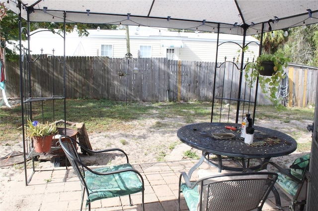 view of patio / terrace featuring a gazebo