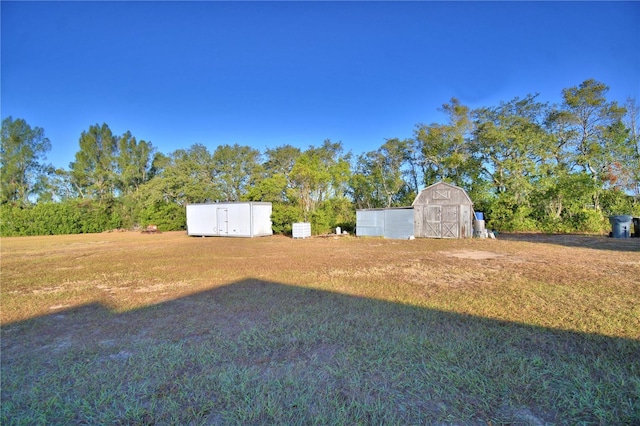 view of yard with a shed