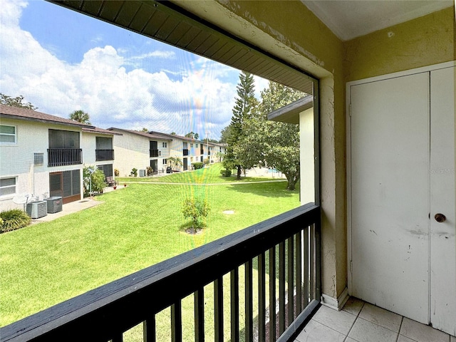 balcony with central air condition unit