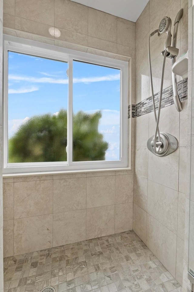 bathroom featuring a healthy amount of sunlight and a tile shower