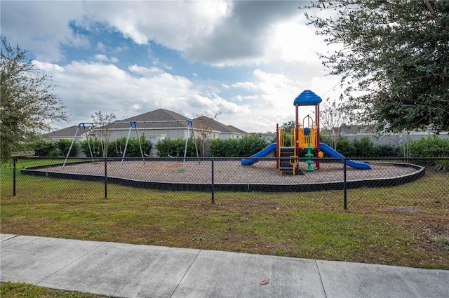 view of play area with a yard