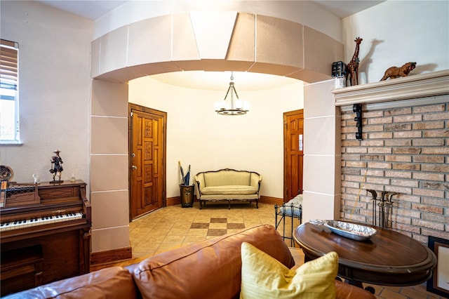 view of tiled living room