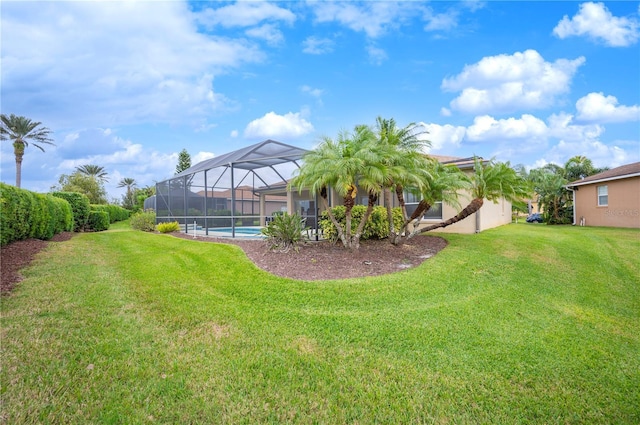 view of yard featuring a lanai