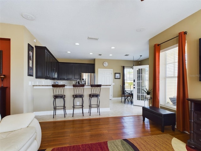 living room with hardwood / wood-style flooring