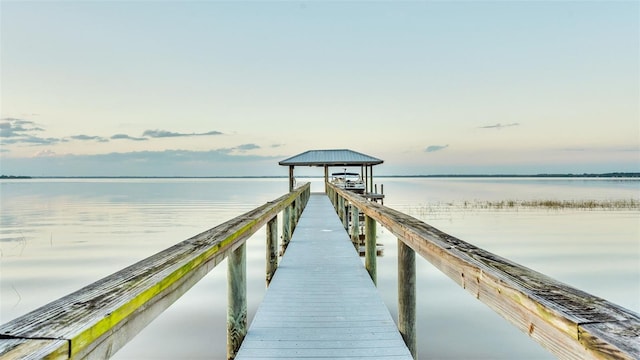 view of dock featuring a water view