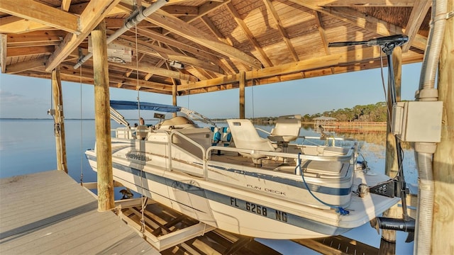 view of dock featuring a water view