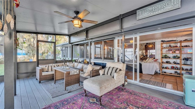 1769 S Lake Reedy Blvd, Frostproof, FL 33843 - sunroom / solarium with a ceiling fan and an outdoor hangout area