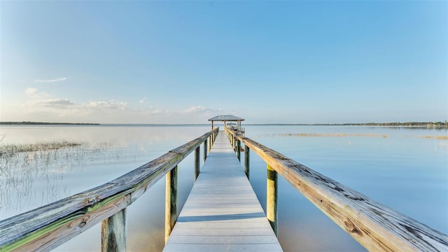 view of dock featuring a water view