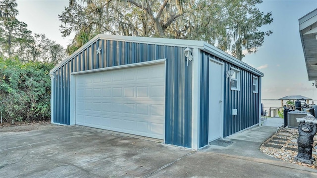 garage with central AC unit