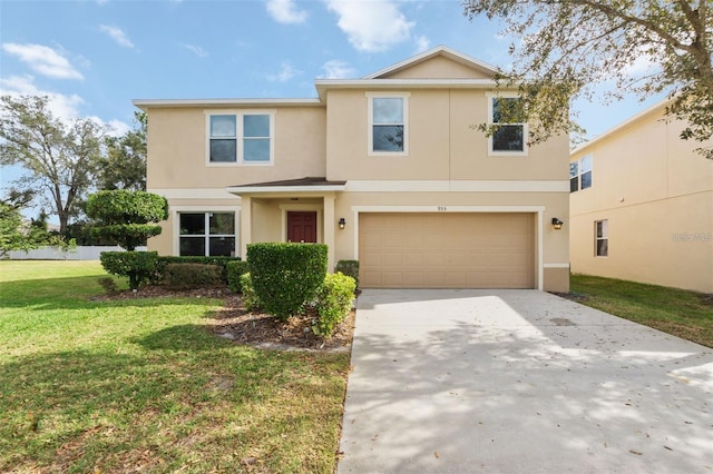 front of property featuring a garage and a front yard