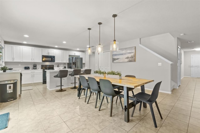 view of tiled dining room