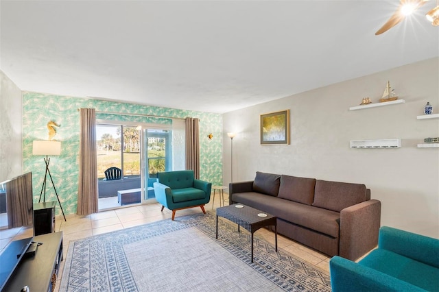 view of tiled living room