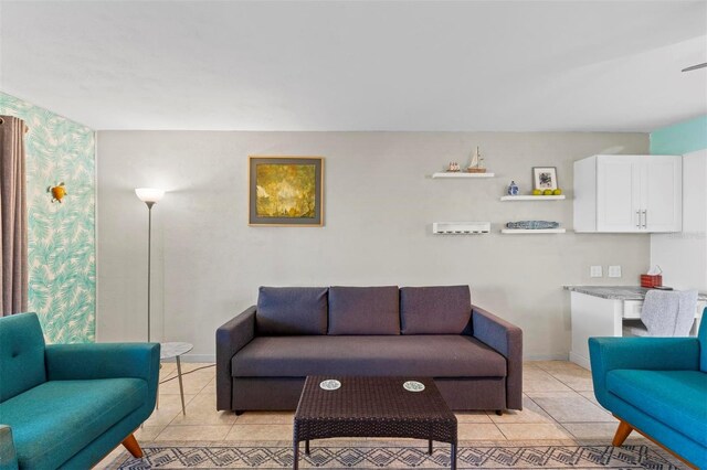 view of tiled living room