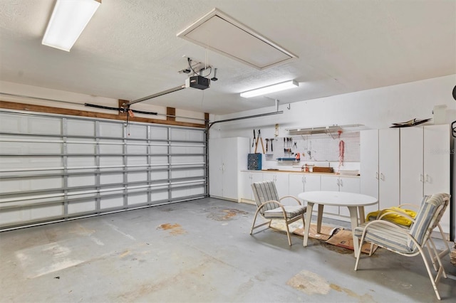 garage with a garage door opener