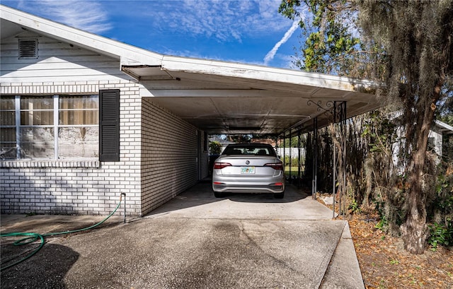 view of parking with a carport