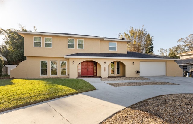 front of property featuring a garage and a front yard