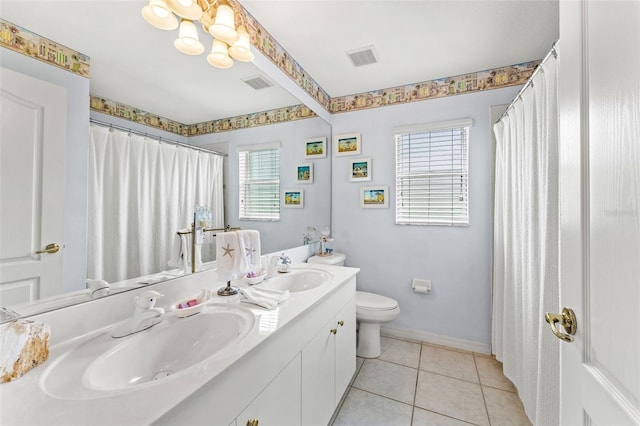 bathroom featuring tile patterned flooring, vanity, and toilet