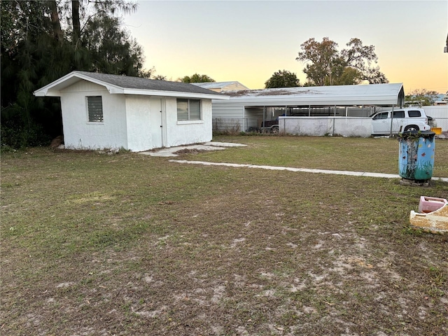 exterior space with a yard