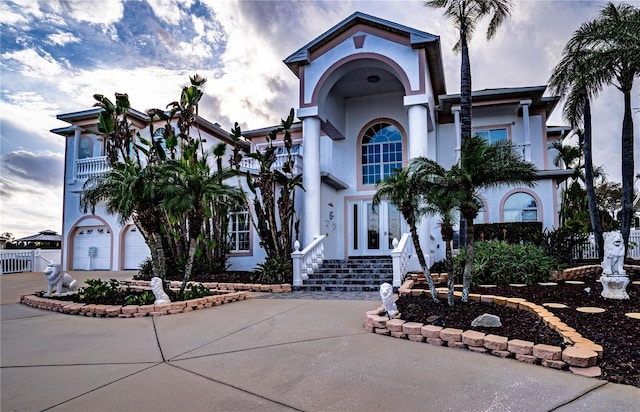 view of front of home with a garage