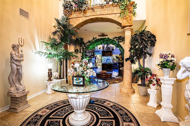 interior space with ornate columns