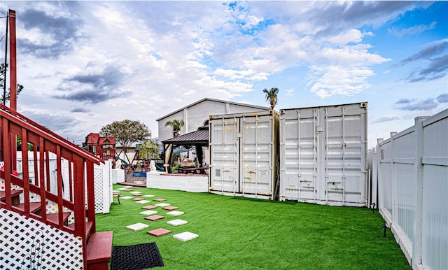 view of yard with a gazebo