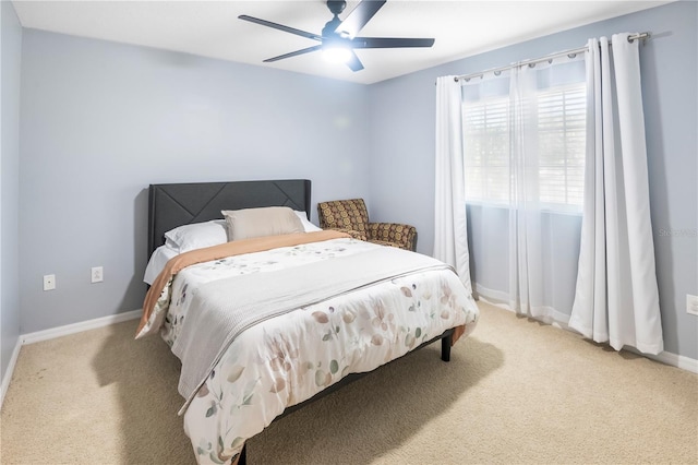 bedroom with carpet flooring and ceiling fan