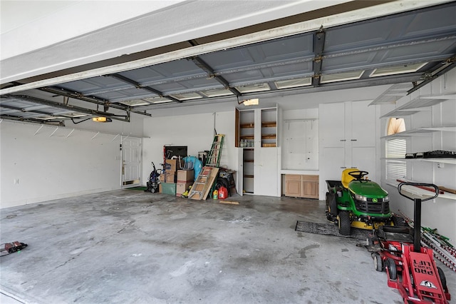 garage with a garage door opener