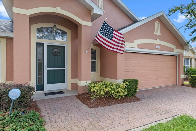 entrance to property with a garage