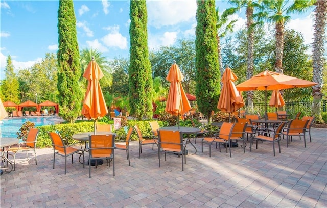 view of patio / terrace featuring a community pool