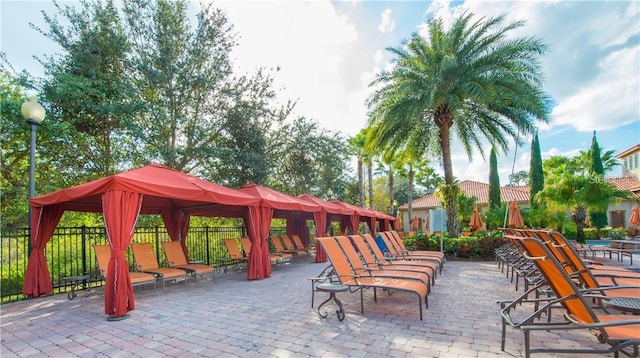 view of patio / terrace with a gazebo