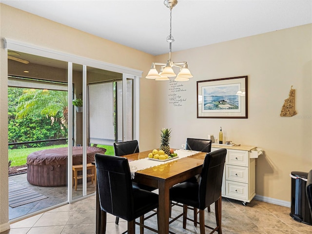 dining space featuring light tile patterned flooring