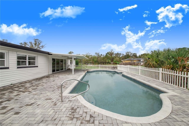 view of pool featuring a patio