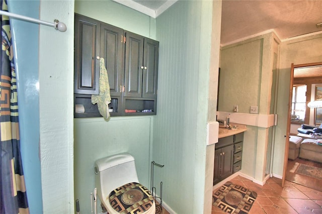 bathroom with vanity and tile patterned floors