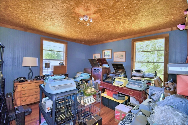 office space featuring plenty of natural light and hardwood / wood-style flooring