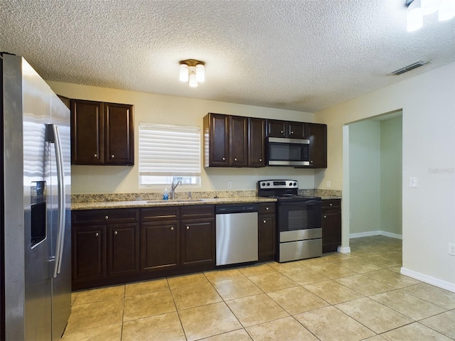 kitchen featuring sink, dark brown cabinets, and appliances with stainless steel finishes