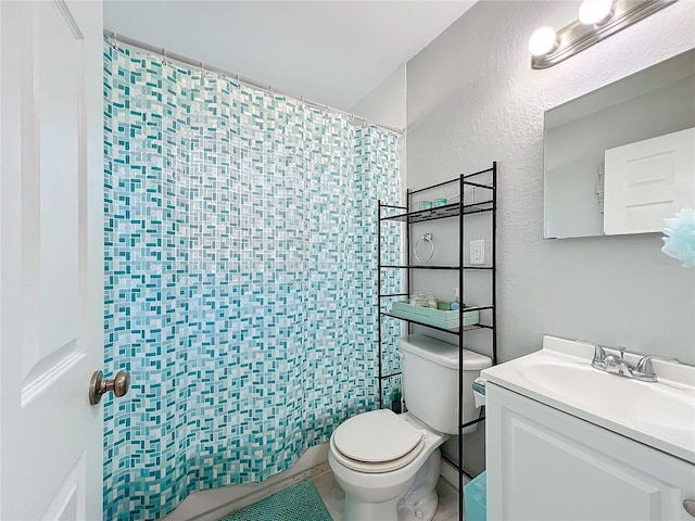 full bathroom featuring vanity, toilet, and shower / bath combo with shower curtain