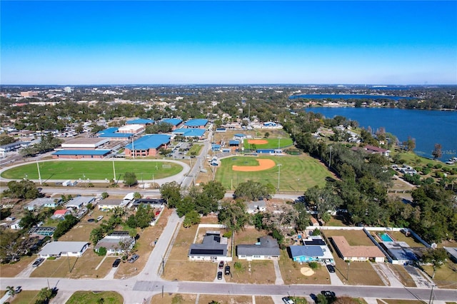 bird's eye view featuring a water view